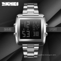 Skmei 1369 luxury custom logo stainless steel strap waterproof 3ATM black gold digital watch for men